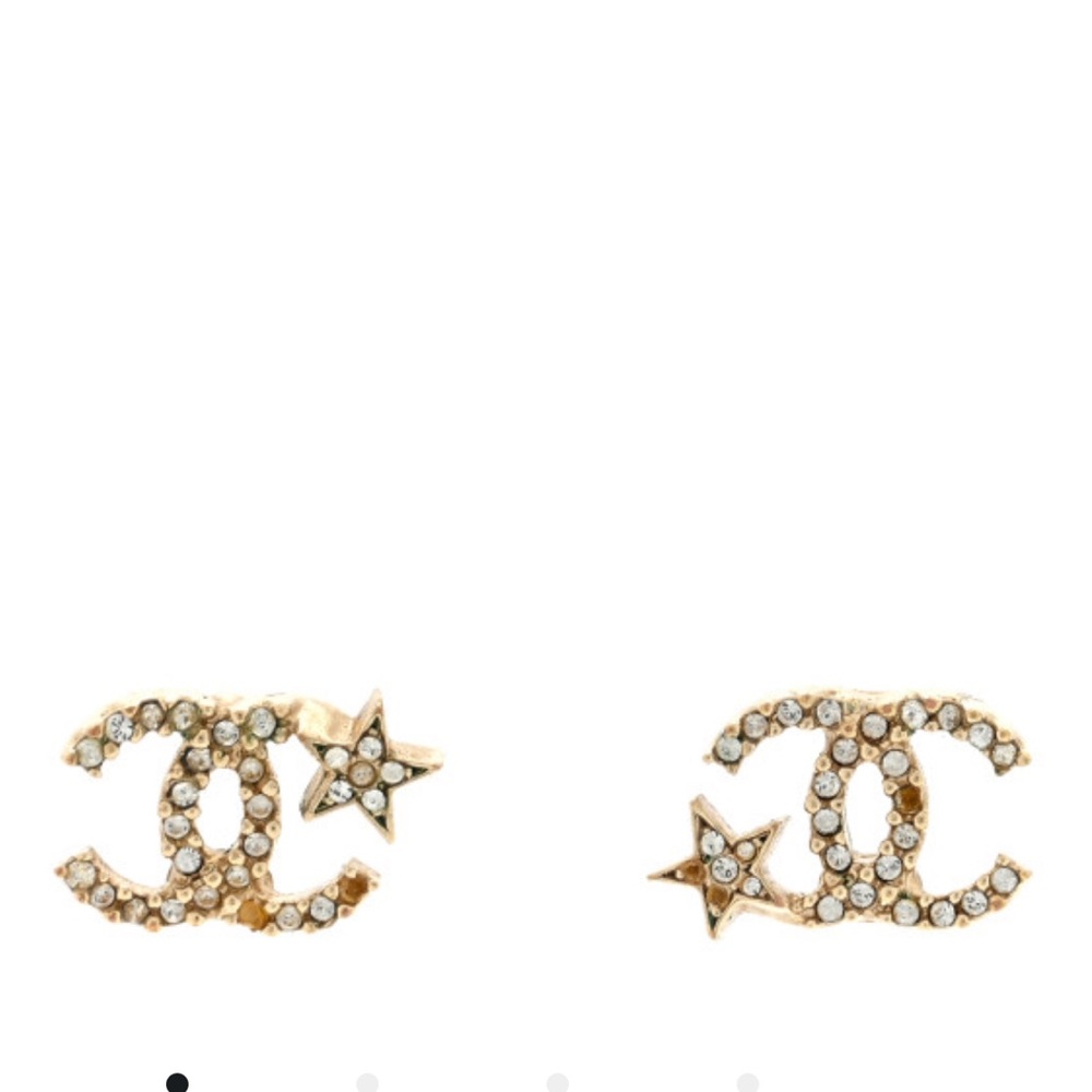 AUTHENTIC CHANEL CC Star Earrings Gold
